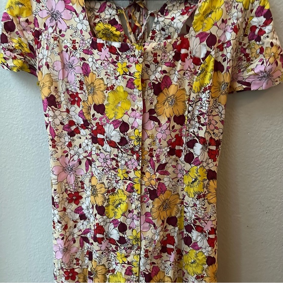 Sacred Hawk ASOS lace up back in floral midi tea dress womens M - Picture 4 of 9